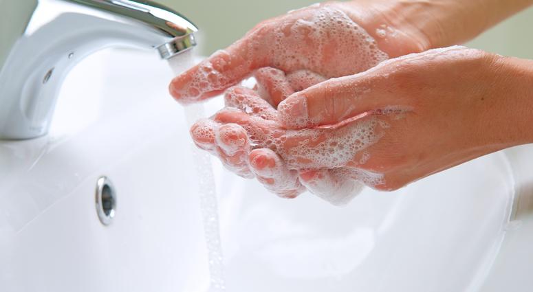washing hands clean soap water